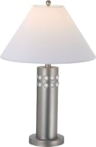 Primal Table Lamp Satin Steel/White Round Glass