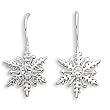 Polished Snowflake/CZ Earrings on French Wire
