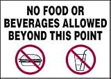 NO FOOD OR BEVERAGES ALLOWED BEYOND THIS POINT (W/GRAPHIC) 10 x 14 Plastic 5 Yr