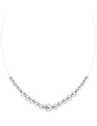 Sterling Silver Graduated Polished Twenty One Bead Frontal Necklace, 18"