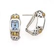 14K/SILVER BLUE TOPAZ OMEGA CLIP EARRINGS BT-5.60