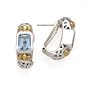 14K/SILVER BLUE TOPAZ OMEGA CLIP EARRINGS BT-5.60