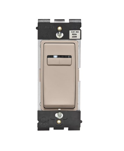 Leviton Renu Incandescent Dimmer REI06-CA for Single Pole, 3-way or more Applications, 600W-120VAC, in CafÃ© Latte