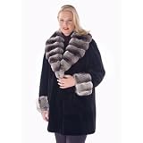 Chinchilla Trimmed Sheared Mink Jacket - Plus Size by Jackets