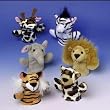 12pc Wild Safari Plush Animal Finger Puppet Set