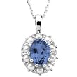 14K White Gold Iolite and Pearl Pendant