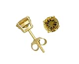 Gold Overlay Sterling Silver 8mm Round Citrine Earrings