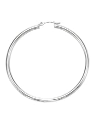 14k White Gold 60 mm X 2 mm Hoop Earrings