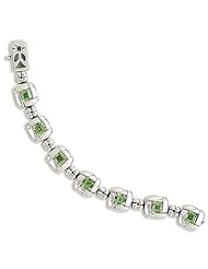 CleverSilvers 7.25 Inch 5 Inch mm Square Peridot Overlapped Edge Bracelet