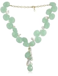Devon Leigh "Statement Necklaces" Up and Down Aqua Chalcedony and Pearl Necklace