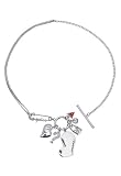 Image of Guess UBN70706 Ladies Heart Safety Pin Charm Necklet