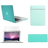 TopCase Macbook Pro 13" 13-inch (A1278 / with or without Thunderbolt) 4 in 1 Bundle - Ultra Slim Light Weight Rubberized Hard Case Cover + Matching Color Soft Sleeve Bag + Silicone Keyboard Cover + LCD HD Clear Screen Protector - NOT FOR RETINA DISPLAY - with TopCase Mouse Pad (HOT BLUE)