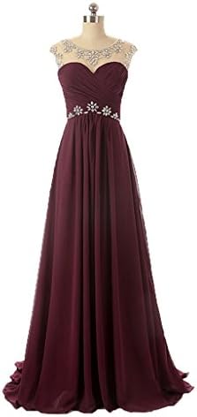 NOVIA Women's Off Shoulder Long Lace Chiffon Beading Prom Evening Dresses US 4 Maroon