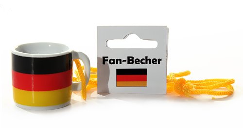 12 x Fan-Becher Deutschland Mini-Tasse mit Kordel zum Umhängen Fanartikel WM EM