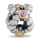 Authentic Pandora Jewelry Silver 14k Yellow Gold Pink Sapphire Binding Beauty Charm