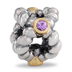 Authentic Pandora Jewelry Silver 14k Yellow Gold Pink Sapphire Binding Beauty... by 