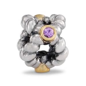 Authentic Pandora Jewelry Silver 14k Yellow Gold Pink Sapphire Binding Beauty... by