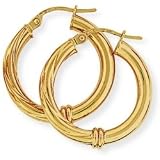 Image of 9ct Hoop Earrings with Polished and Twisted Finish. Beautiful presentation gift box and anonymous outer packaging. Money back if not 100% delighted