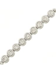 40 Stone Round Bezel Set Diamond Tennis Bracelet Dmd 3.98ct