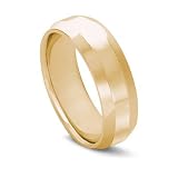 14k Gold Flat Top Comfort Fit Men's Wedding Band with Beveled Edges, 7mm