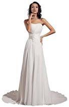 Hot Sale GEORGE BRIDE Simple Strapless Chiffon Over Satin Beach Wedding Dress Size 2 Ivory