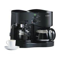 Mr. Coffee ECM21 4-Shot Espresso Machine and 8-Cup Coffeemaker Combo, Black