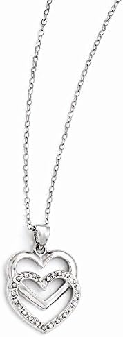 Sterling Silver Diamond Mystique 18in Dangle Heart Necklace