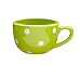 Terramoto Ceramic Polka Dots Soup Mug, 16-Ounce, White on Moss Green
