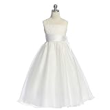 Sweet Kids Little Girl White Lace Organza Bow Communion Dress 2T-12
