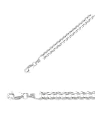 7" 14K White Gold 3.6mm (1/7") Polished Diamond Cut Comfort Curb Chain w/ Lobster Clasp