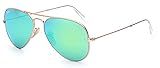 Ray-Ban Aviator 112/19 Aviator Sunglasses,Matte Gold/Green Mirror Lens,58 mm