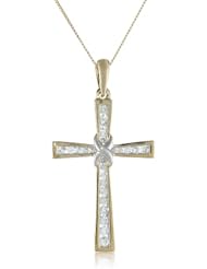 10k Yellow Gold Diamond Cross Pendant Necklace (1/2 cttw, I-J Color, I2-I3 Clarity), 18"