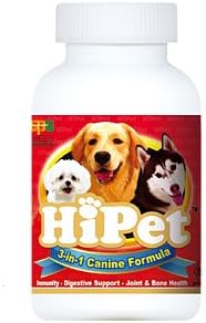 Hipet Canine 3 in 1 Formula - All Natural Mushroom Extract Multi-functional Beta Glucan Supplement for Dogs