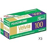 Fujifilm Fujichrome Velvia RVP 100 Color Slide Film, ISO 100, 120 Size, 5 Pack, Transparency, U.S.A.