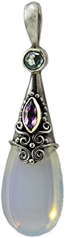 Teardrop Moonstone Pendant with Blue Topaz and Amethyst