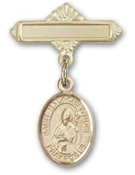 Gold Filled Baby Badge with St. Malachy OMore Charm and Polished Badge Pin