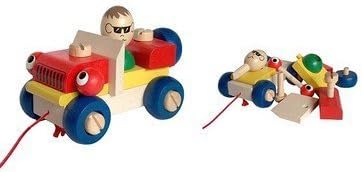 Pull along toddler toy blinking wooden car screw type assembling tool truck by Detoa