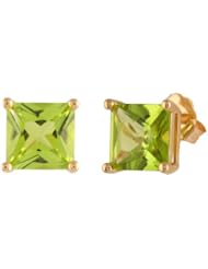 10k Yellow Gold Princess Cut Studs