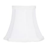 Shades - Chandelier Clip On Lamp Shade - White Round Cut Corner Silk - B5545
