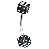 16 Gauge Black Dice Eyebrow Ring