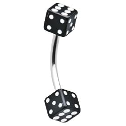 16 Gauge Black Dice Eyebrow Ring