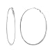 Sterling Silver Large Oval Flat Clutchless Hoop Ea