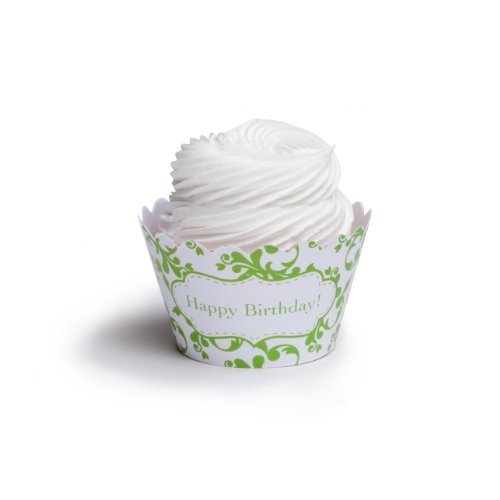 Dress My Cupcake Kiwi Green Happy Birthday Cupcake Wrappers