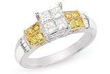 1 Carat Yellow and White Diamond 14K Gold Ring