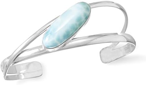 Large Oblong Larimar Cuff Bracelet