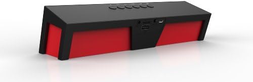 Blue Melody USB Portable Wireless Bluetooth Stereo Speaker with Dual Speakers and Enanced Bass Resonator, Fm Radio, Built-in Mic, LED Display, Alarm Clock, 3.5 Mm Audio Jack, Red in Black