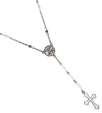 G by GUESS White Beaded Rosary Necklace, SILVER