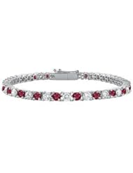 Ruby and Diamond Tennis Bracelet 18K White Gold 1.50 CT TGW
