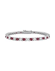 Ruby and Diamond Tennis Bracelet 14K White Gold - 1.00 CT TGW