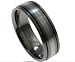 Titanium Ring with Sterling Silver Inlay 7mm matte and 2 black lines